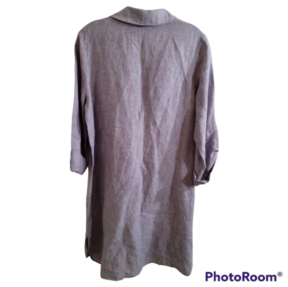 Soft Surroundings Linen Tunic Shirt Dress Medium Blue-Purple - Picture 3 of 6